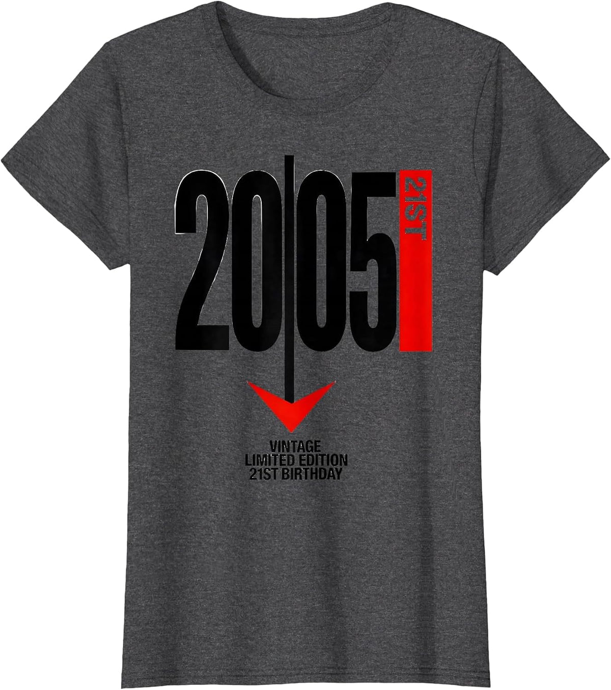 Women's Vintage 2005 Limited Edition 21st Birthday 21 Year Old T-Shirt - Dark Heather Grey