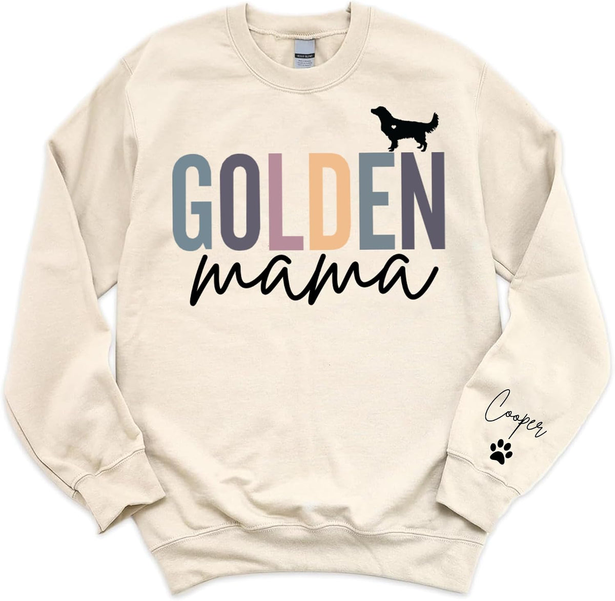 Custom Dog Mama Embroidered Crewneck Sweatshirt With Names On The Sleeve, New Dog Mom Gifts, Dog Lovers Sweatshirt - Golden