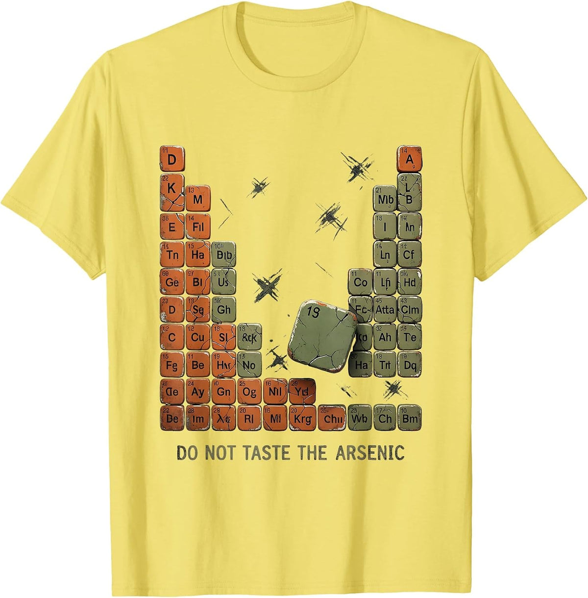 Men's Do Not Taste The Arsenic Funny Periodic Table Chemistry T-Shirt - Lemon Yellow
