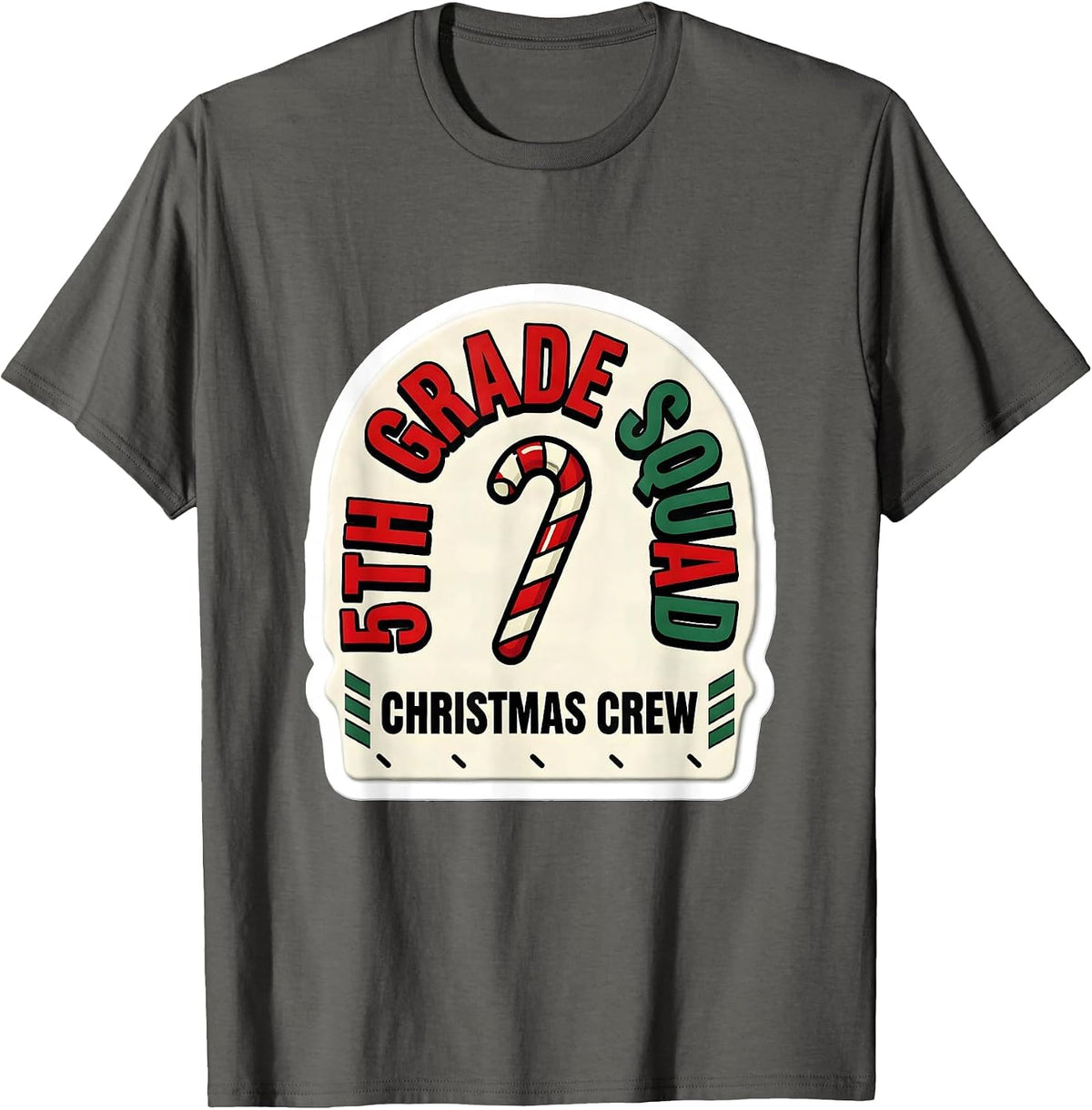 Men's 5th Grade Squad Christmas Crew Teacher Squad Holiday T-Shirt - Asphalt Grey