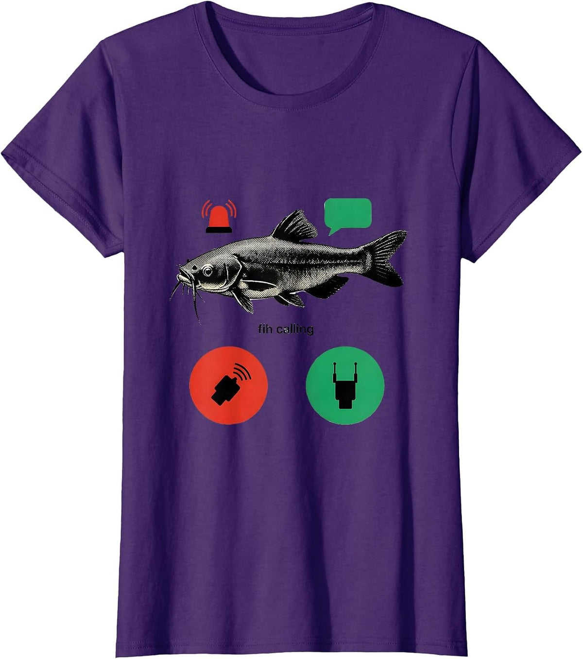 Women's fih calling Funny Fishing Meme Fisherman Gift T-Shirt - Purple