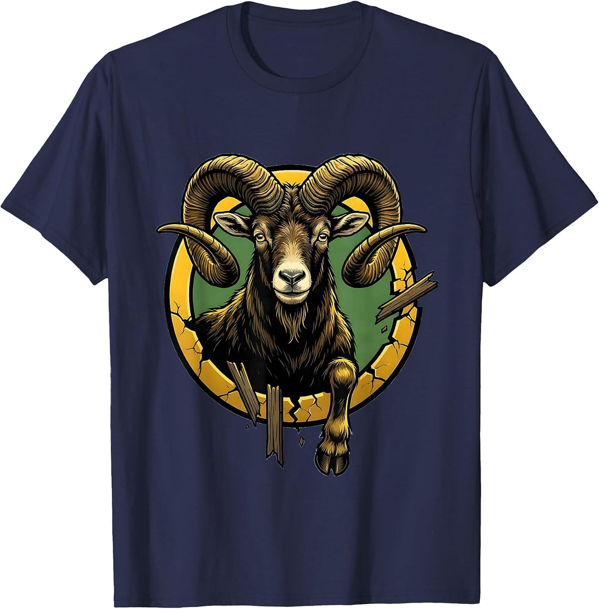 Goat Cartoon Funny Animal Lover Humor T-Shirt - Navy Blue