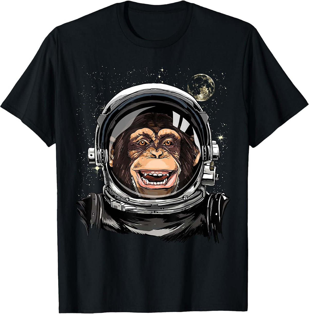 Monkey Astronaut Shirt Spaceman Galaxy Outer Space Lover T-Shirt, Men, Black, Small - As Pictured