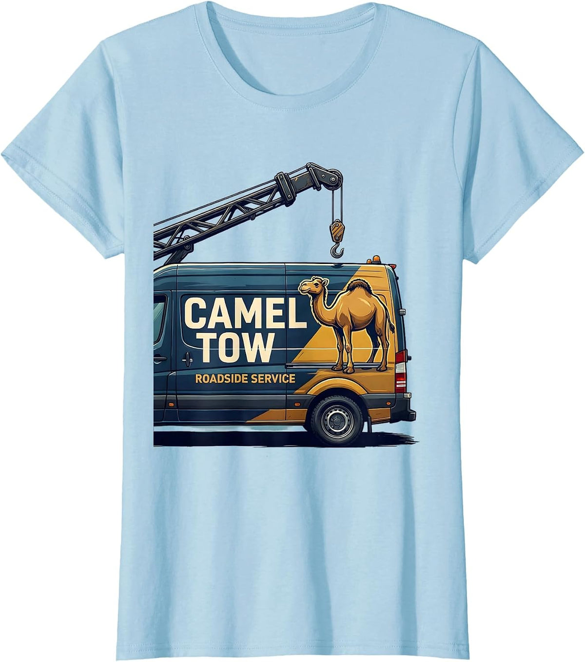 Camel Tow Roadside Service Funny Tow Truck Adult Humor T-Shirt - Baby Blue