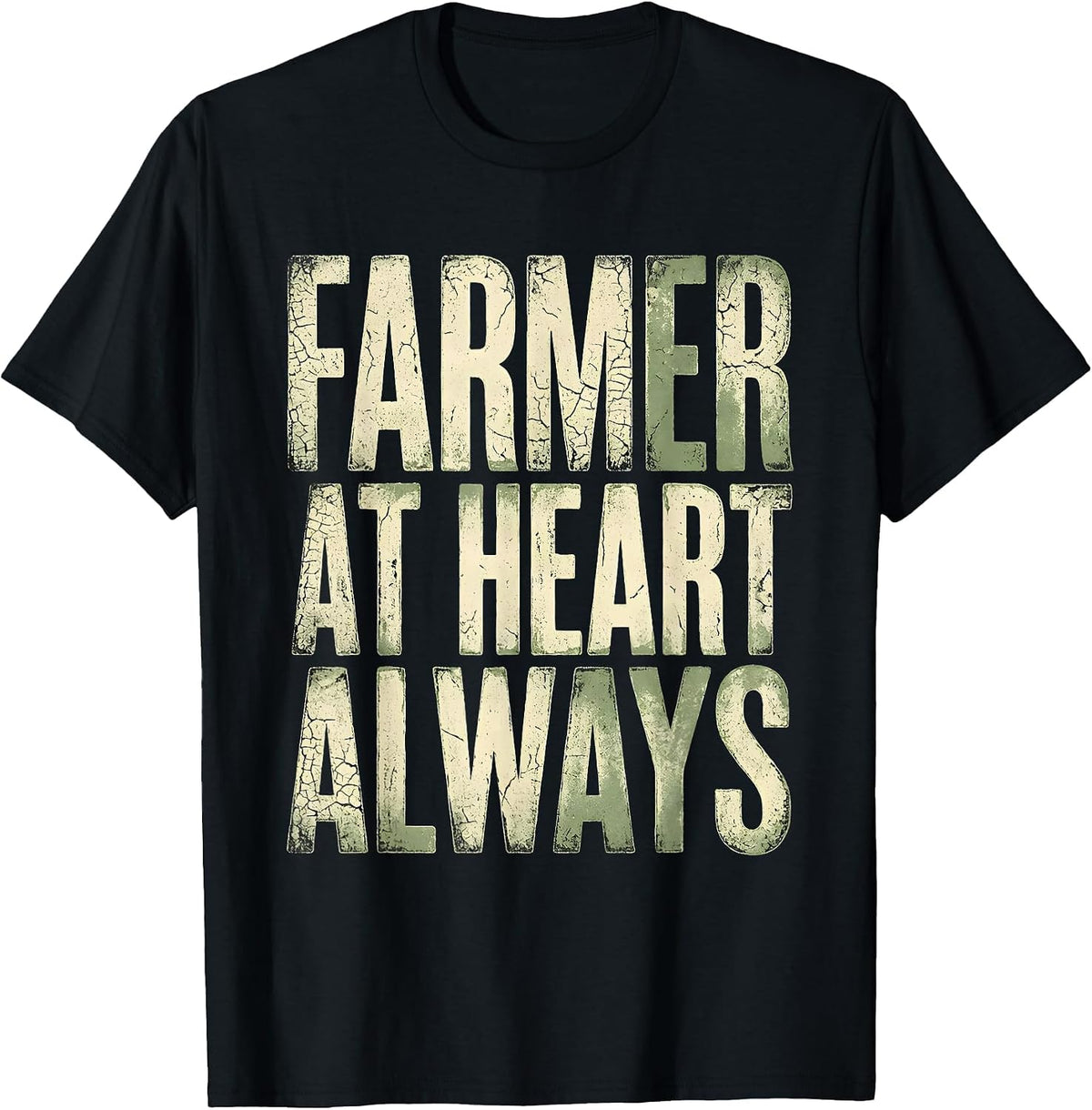 Men's Farmer At Heart Always Country Pride Design T-Shirt - Black