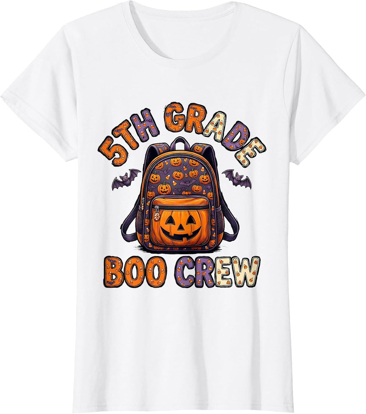 5th Grade Boo Crew Funny Elementary Teacher Halloween T-Shirt - White