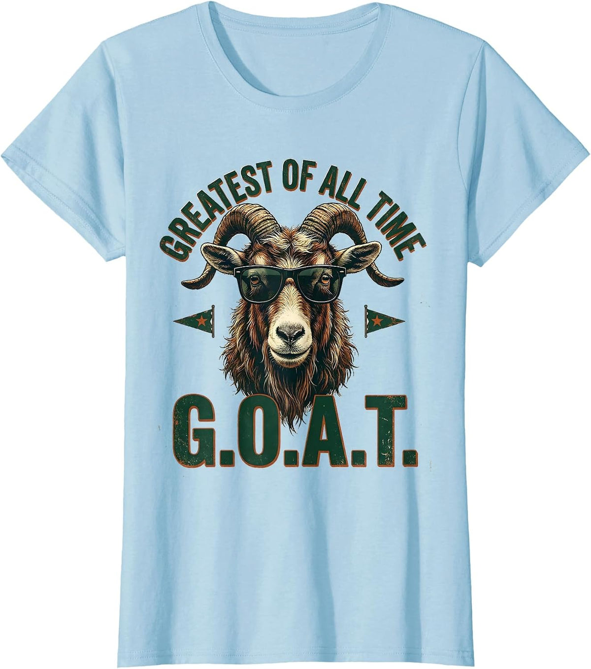 Greatest Of All Time Vintage Sunglasses Goat Funny Animal T-Shirt - Baby Blue