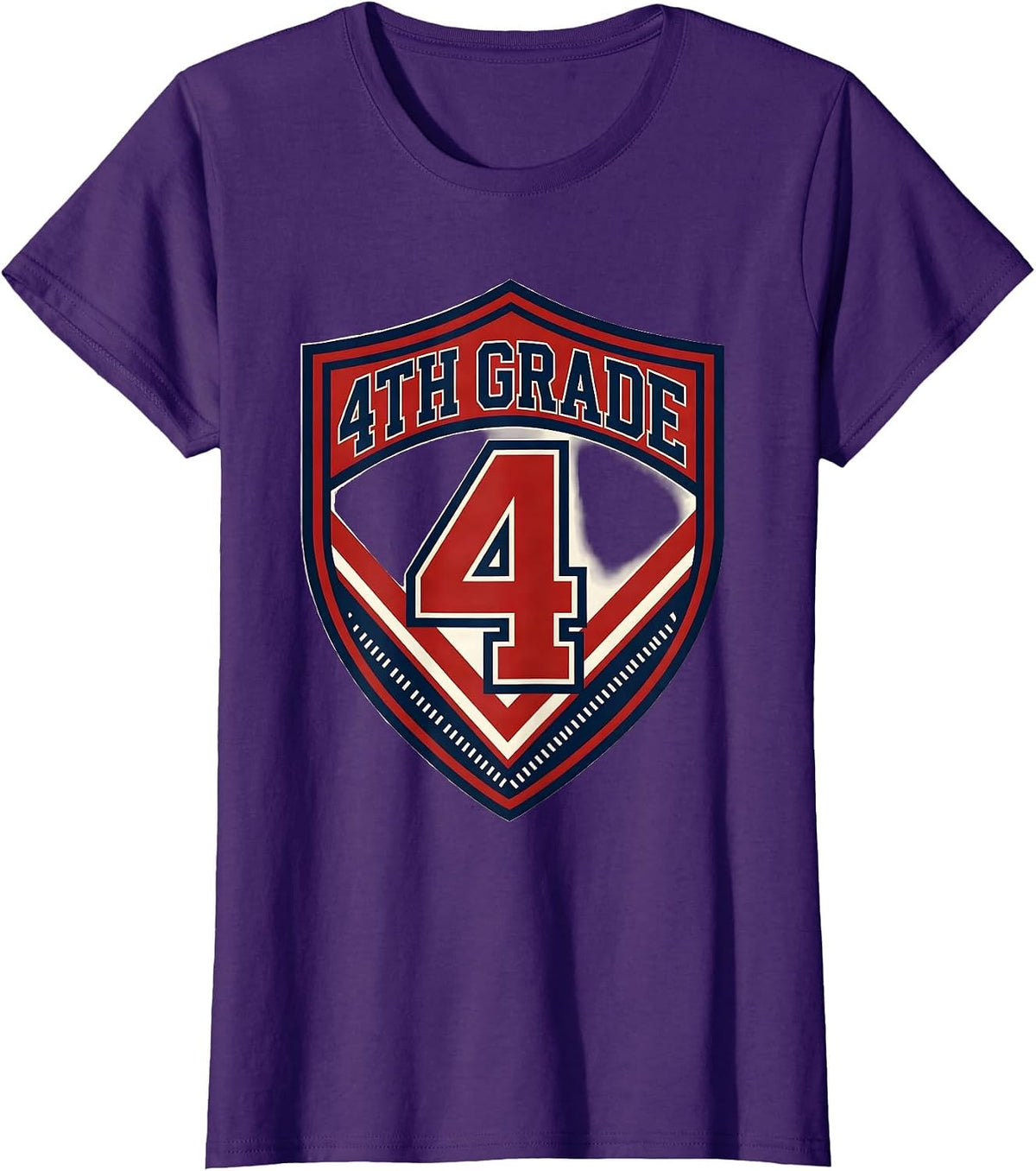 Women's 4th Grade Typography Team Fourth Grade Teacher Back T-Shirt - Purple