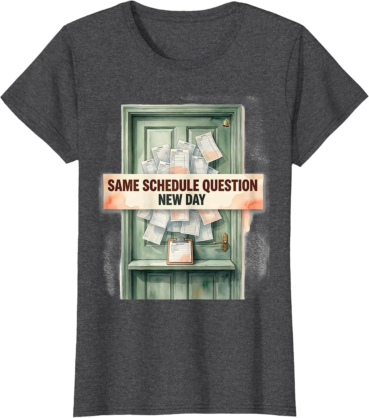 Women's Same Schedule Question New Day Funny School Counselor Mental T-Shirt - Dark Heather Grey