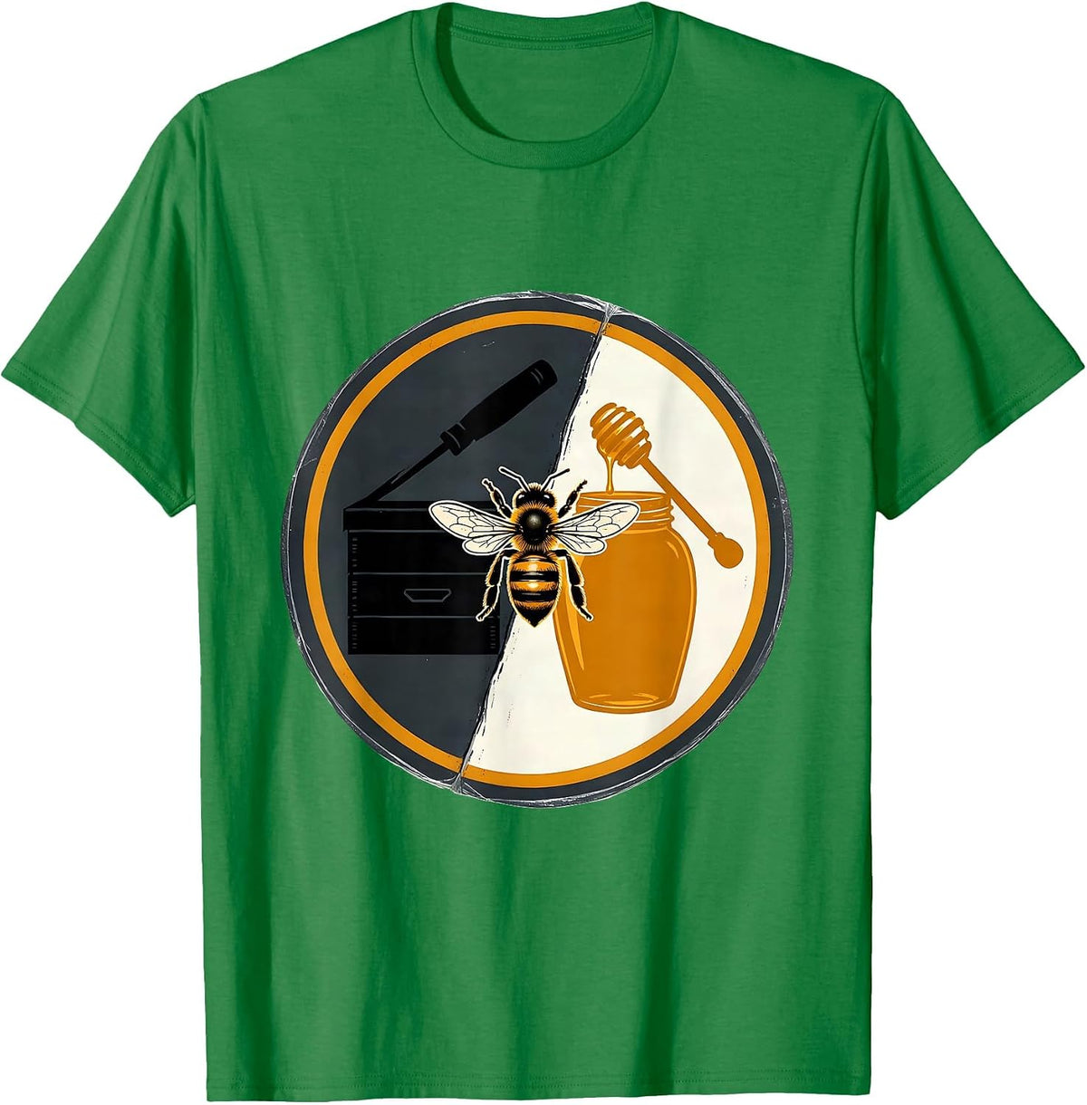 Men's Beekeeper Badge Screenprint Beekeeping Hobbyist Humor T-Shirt - Kelly Green