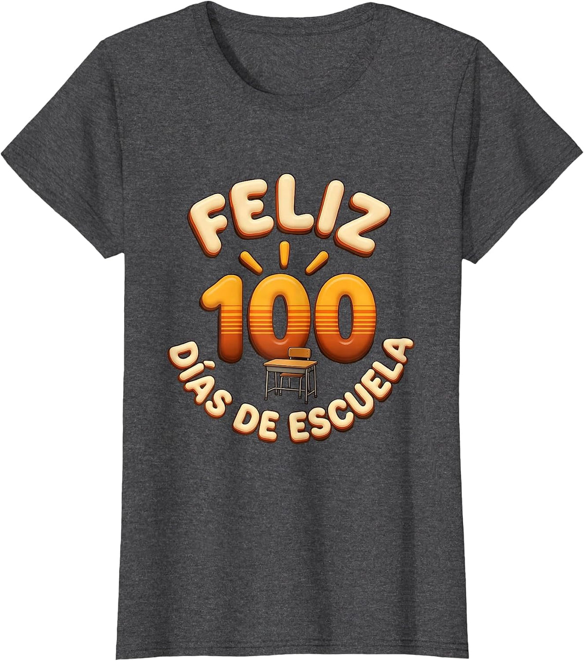 Women's Feliz 100 días de escuela Retro Spanish Teacher 100th Day T-Shirt - Dark Heather Grey