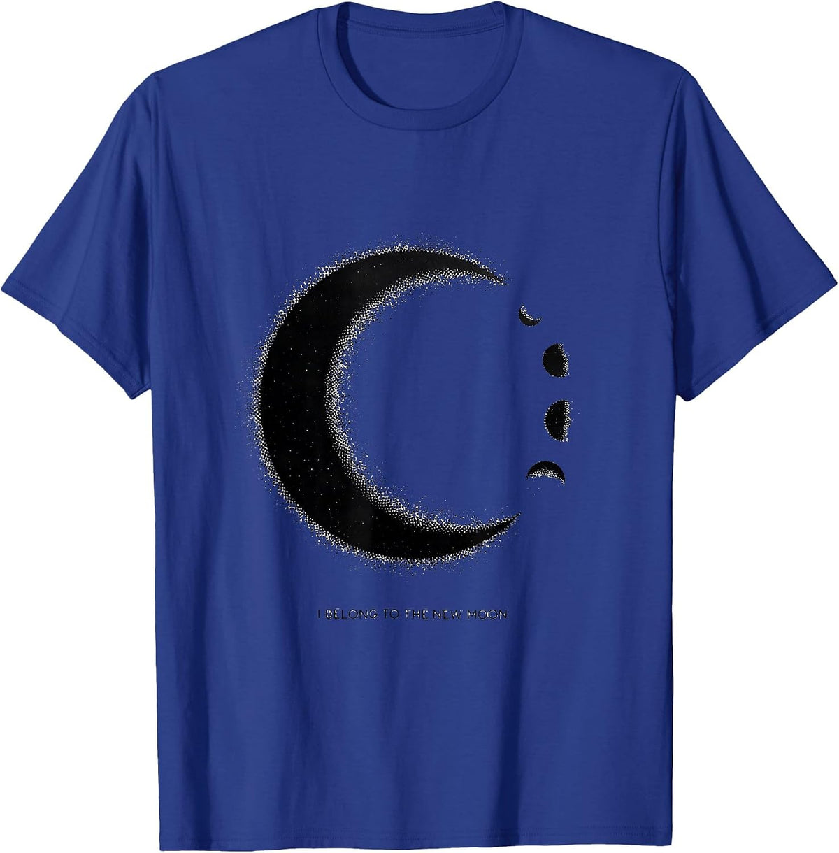 I Belong To The New Moon Blackwork Dotwork Celestial Art T-Shirt - Royal Blue