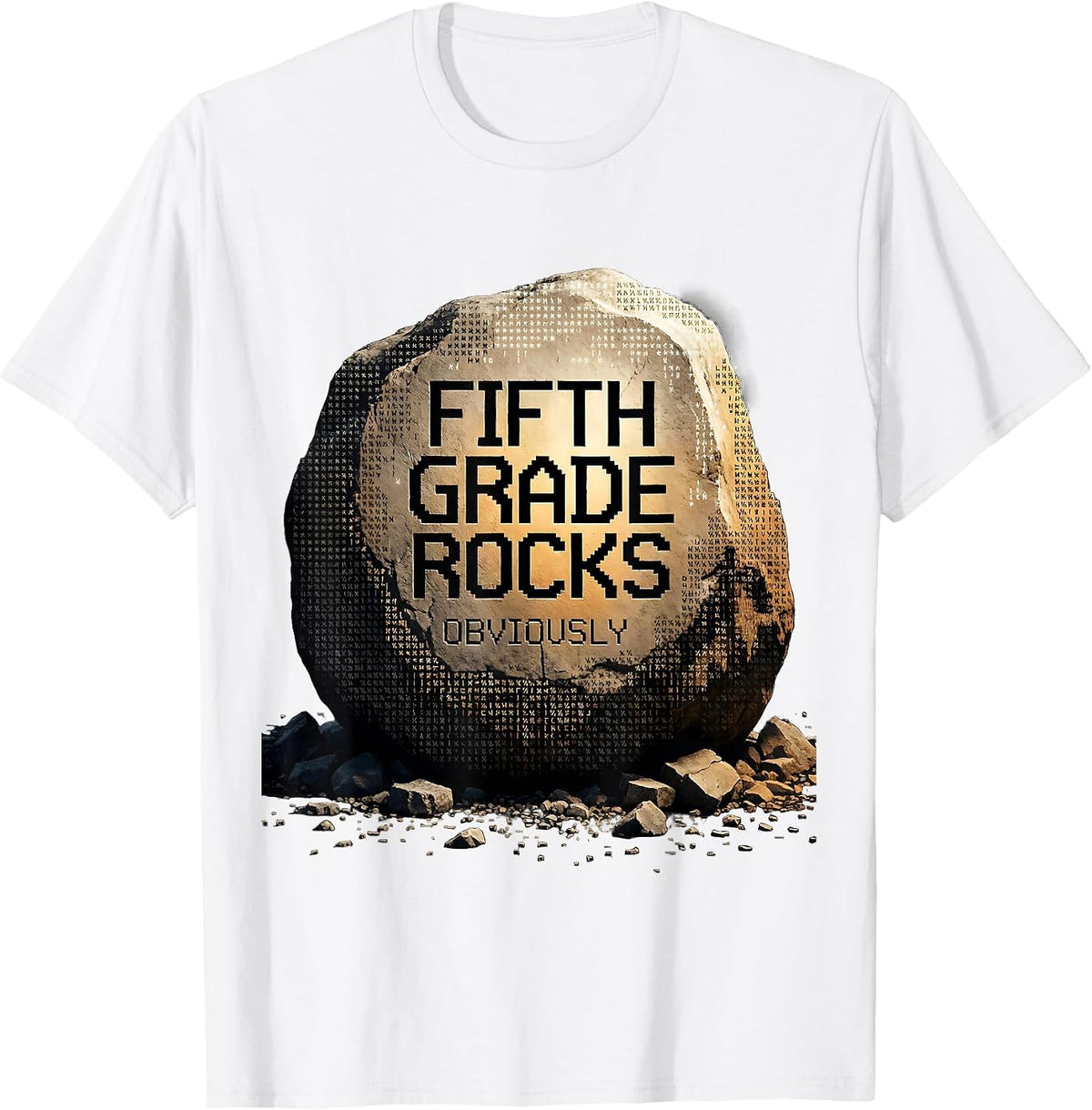 Men's Fifth Grade Rocks Teacher Graphic Design T-Shirt - White