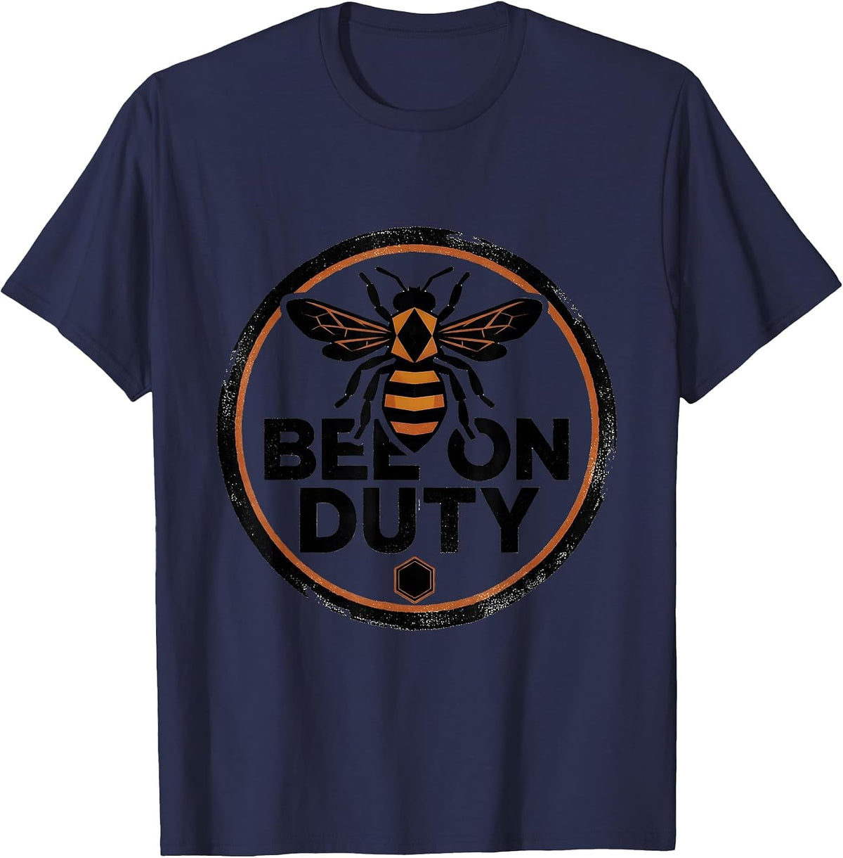 Men's Bee On Duty Rubber Stamp Beekeeper Honey Humor Vintage T-Shirt - Navy Blue