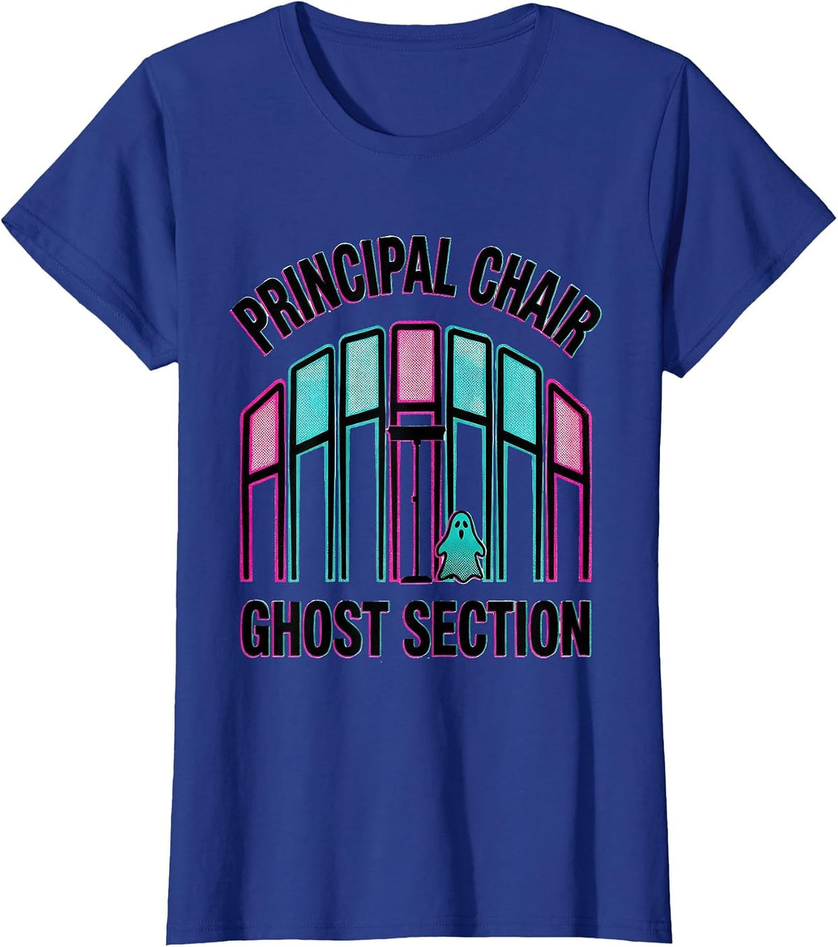 Women's Principal Chair Ghost Section Whimsical Music Teacher T-Shirt - Royal Blue