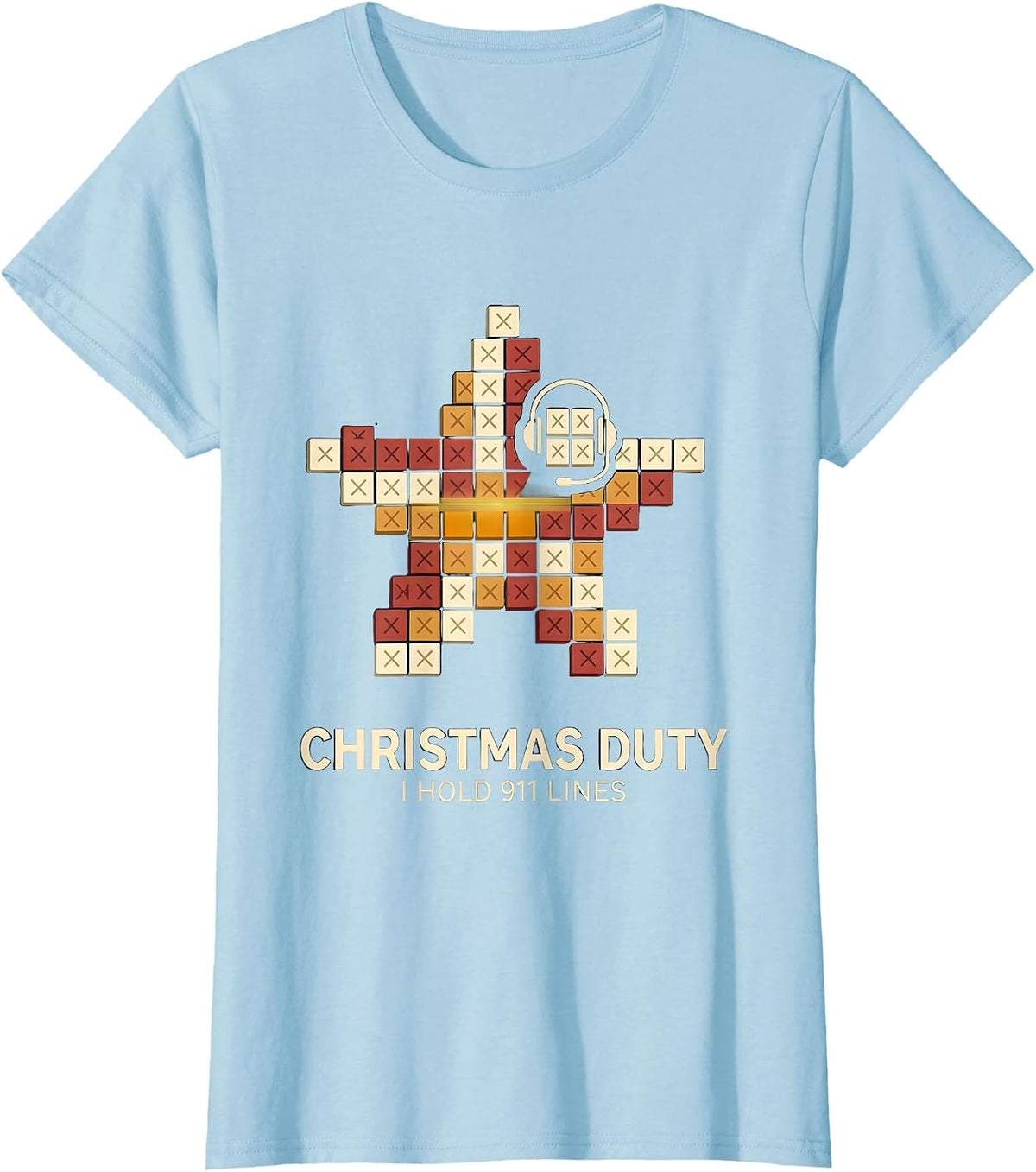 Women's Christmas Duty I Hold 911 Lines Funny 911 Dispatcher T-Shirt - Baby Blue