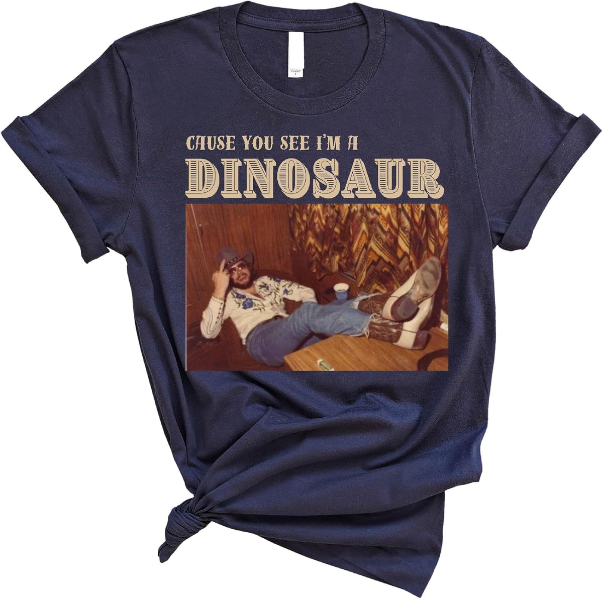 Cause You See I’m a Dinosaur Shirt, Vintage Humor Graphic Tee, Retro Funny Quote Unisex T Shirt - Navy