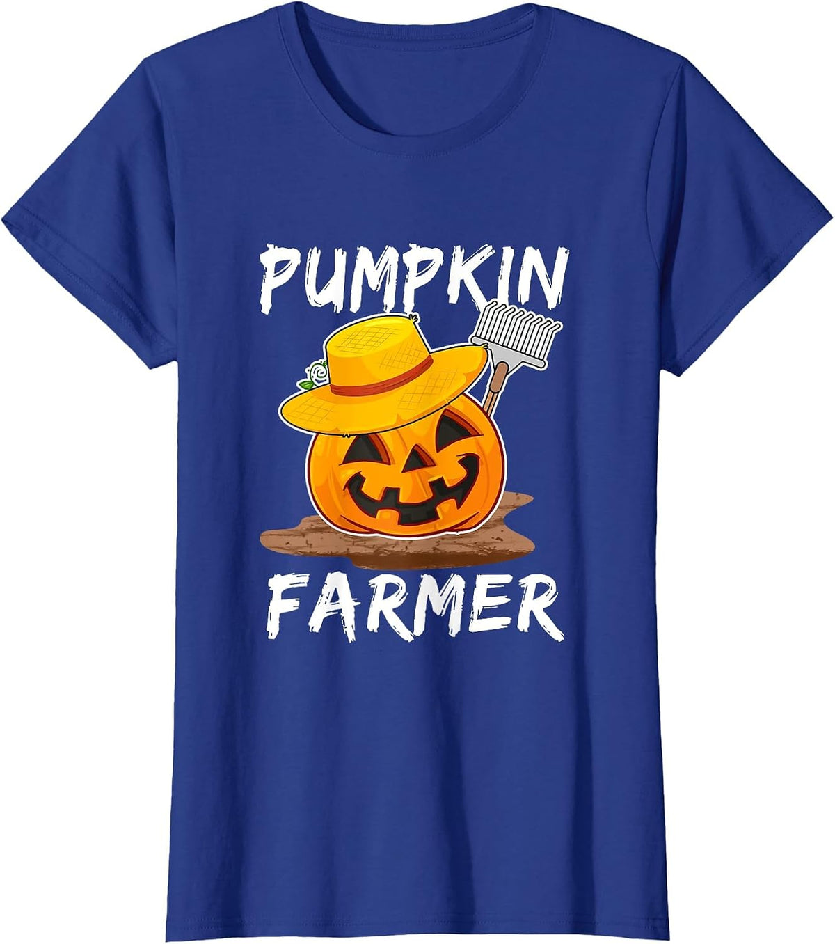Pumpkin Farmer Funny Family Matching Halloween Costume T-Shirt - Royal Blue