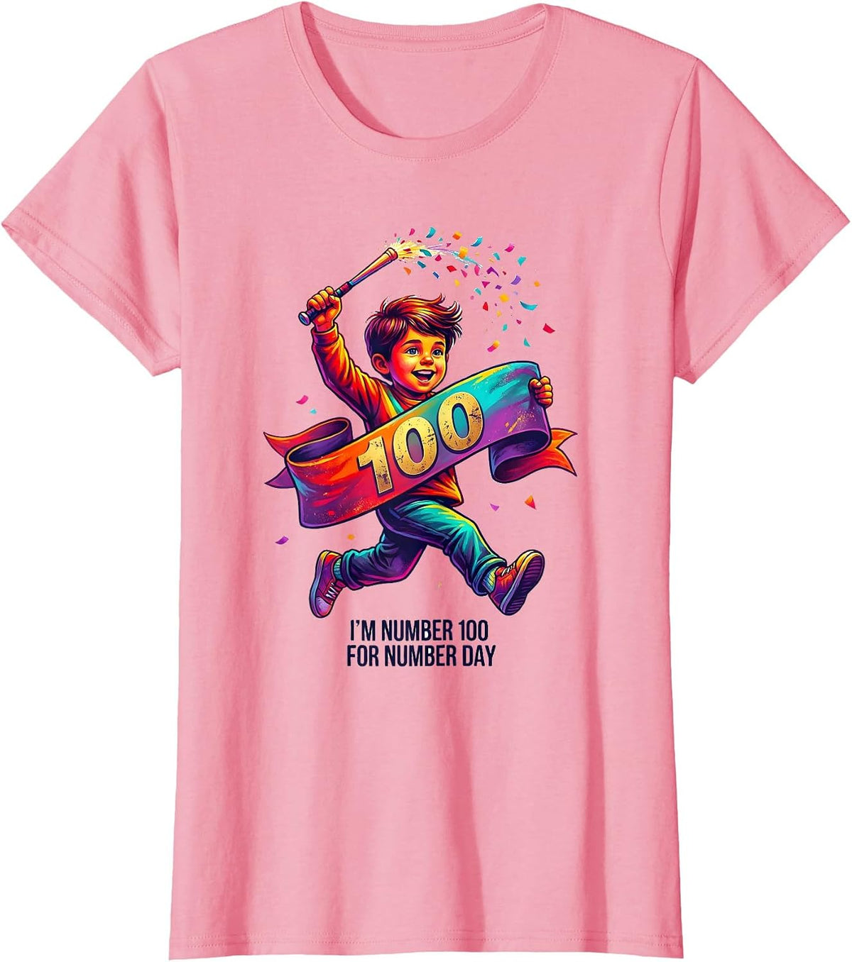 Women's I'm Number 100 For Number Day Colorful Kids School Math T-Shirt - Pink