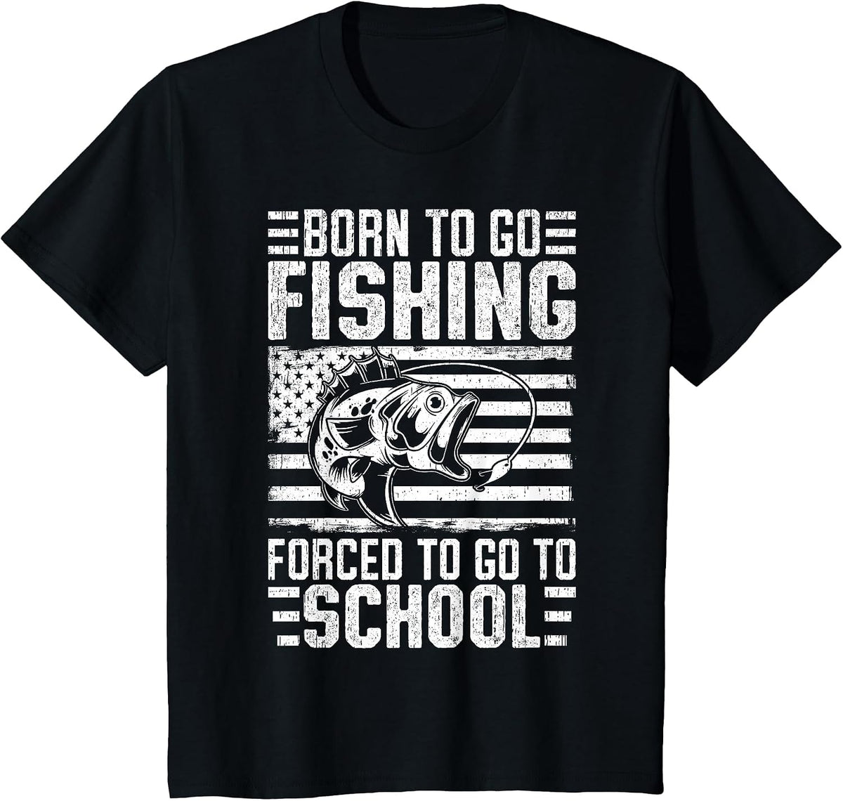 Born to Go Fishing Bass Fish Fisherman Boy Kid Funny Fishing T-Shirt - Black
