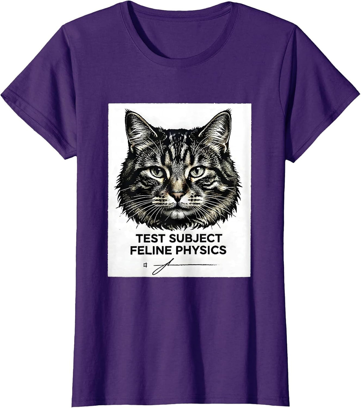 Women's Test Subject Feline Physics Funny Cat Science Math Teacher T-Shirt - Purple