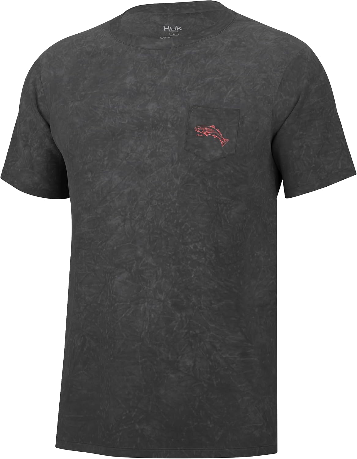 HUK Men's Short Sleeve Mineral Wash Pocket Tee, Fishing T-Shirt for Men - Volcanic Ash