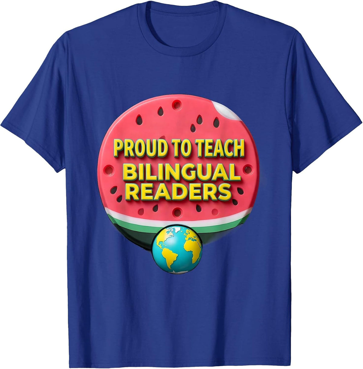 Men's Proud To Teach Bilingual Readers Funny Spanish Teacher T-Shirt - Royal Blue