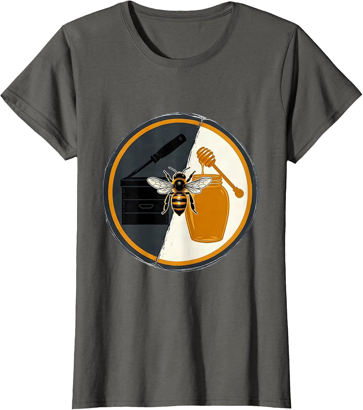 Women's Beekeeper Badge Screenprint Beekeeping Hobbyist Humor T-Shirt - Asphalt Grey