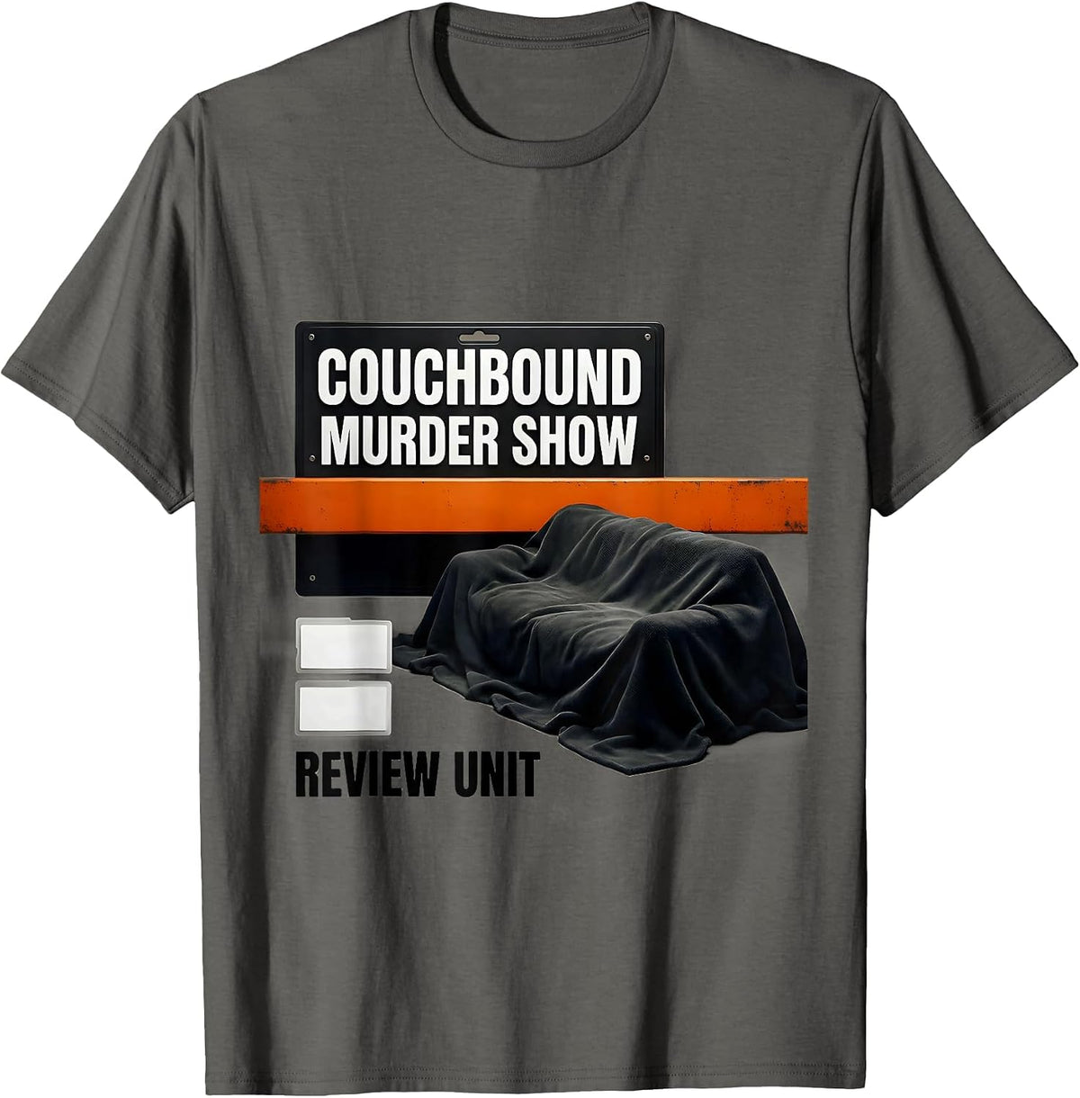 Men's Couchbound Murder Show Review Unit Funny True Crime Fan T-Shirt - Asphalt Grey