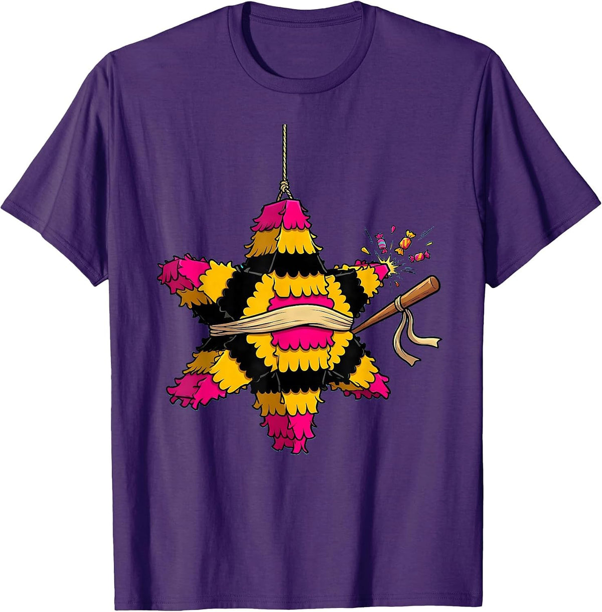 Oversized Star Piñata Cartoon Cinco De Mayo Party Costume T-Shirt - Purple