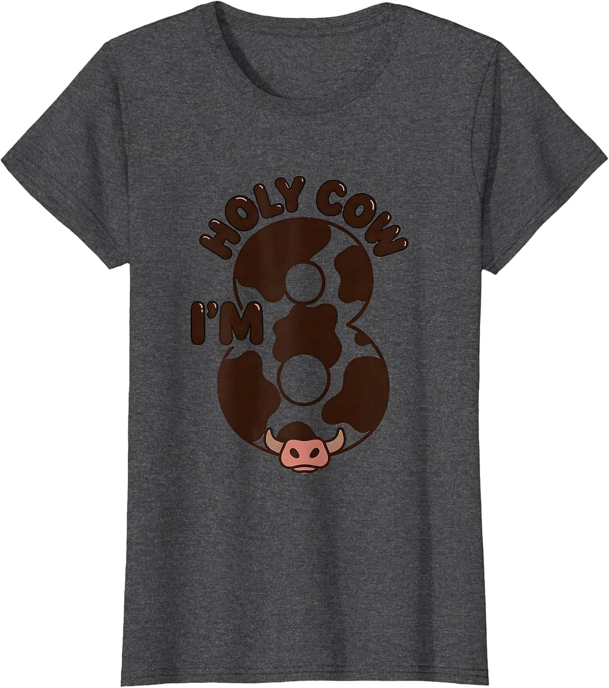 Women's Holy Cow I'm Eight Cute Highland Cow Birthday Girl Farm Mom T-Shirt - Dark Heather Grey