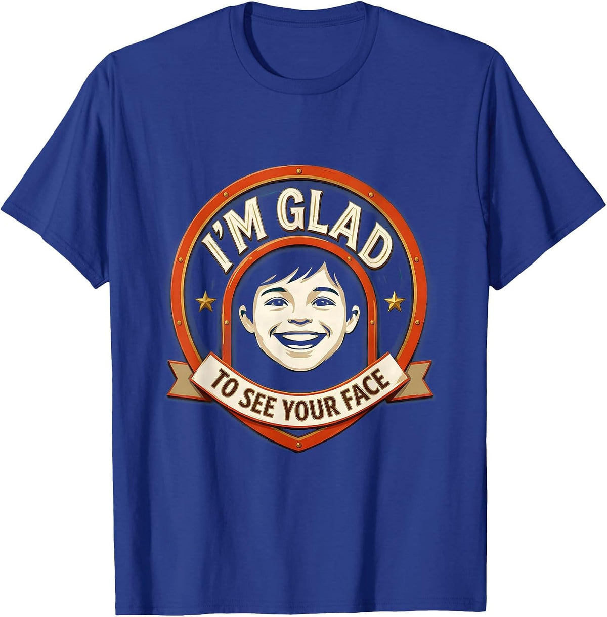 Men's I'm Glad To See Your Face Teacher Back To School Sign T-Shirt - Royal Blue