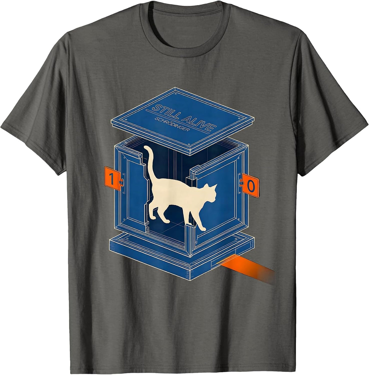 Still Alive Schrödinger Quantum Physics Humor Science T-Shirt - Asphalt Grey
