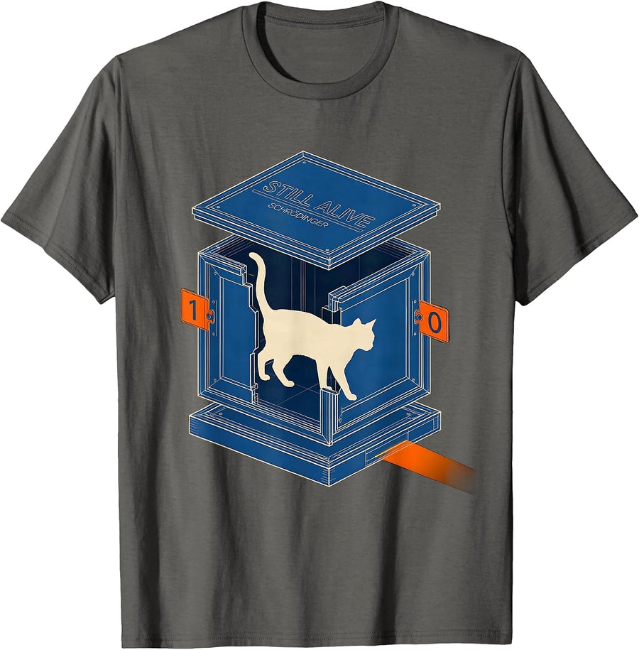 Still Alive Schrödinger Quantum Physics Humor Science T-Shirt - Asphalt Grey