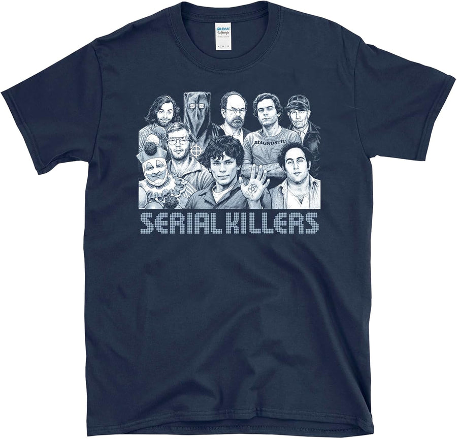 Serial Killers - Super Group Photo True Crime Fan Vintage Style T-Shirt - Navy