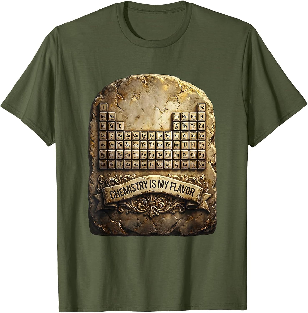 Can I Lick It Chemistry Is My Flavor Design T-Shirt - Olive Green
