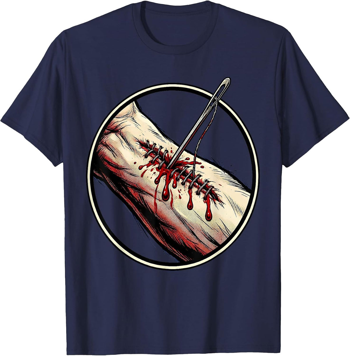 Nevermind I Handled It Bloody Graphic Tee T-Shirt - Navy Blue