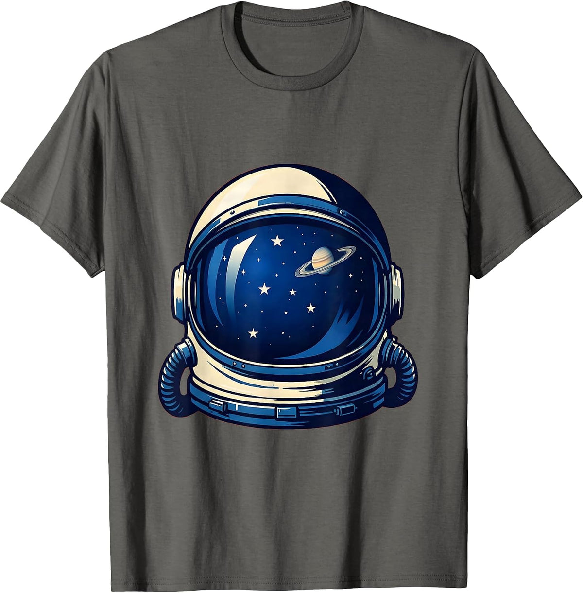 Retro Space Helmet Stars Vintage Cosmos Design T-Shirt - Asphalt Grey