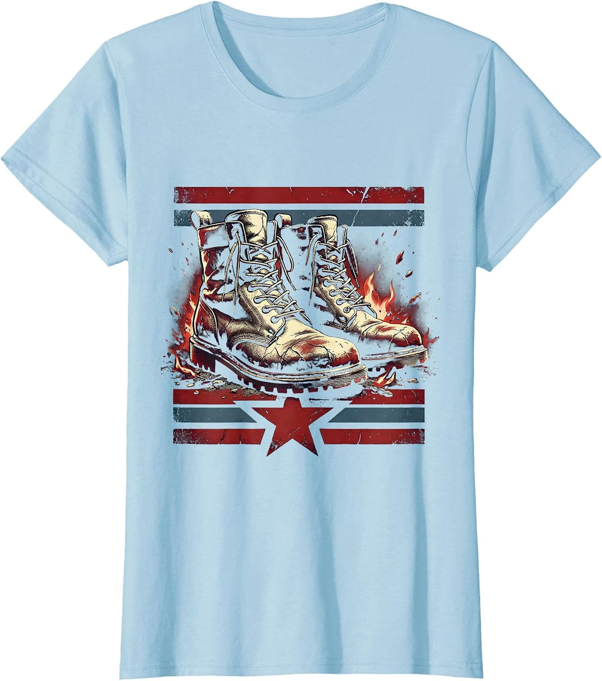 Freedom Tour Campfire Worn Boots Graphic T-Shirt - Baby Blue