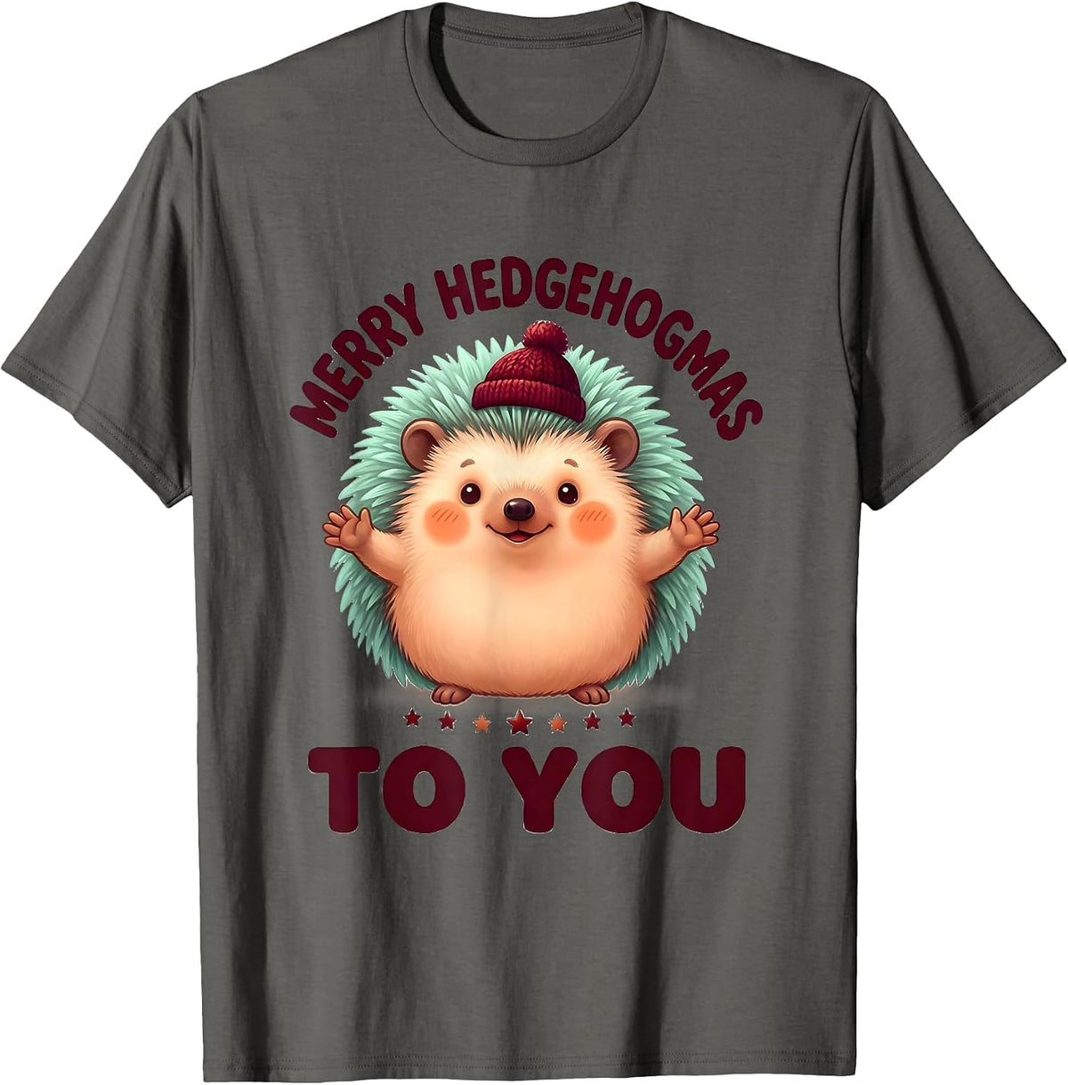 Men's Merry Hedgehogmas To You Cute Kawaii Hedgehog Lover T-Shirt - Asphalt Grey