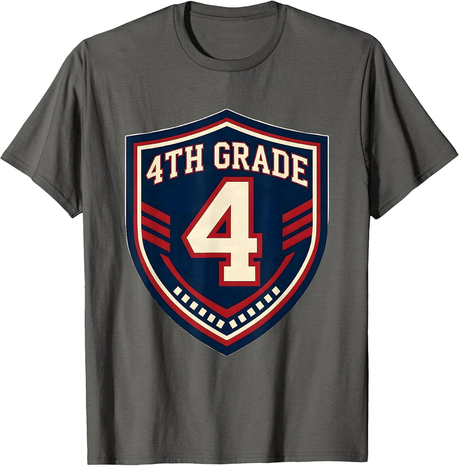 4th Grade Typography Team Fourth Grade Teacher Back T-Shirt - Asphalt Grey