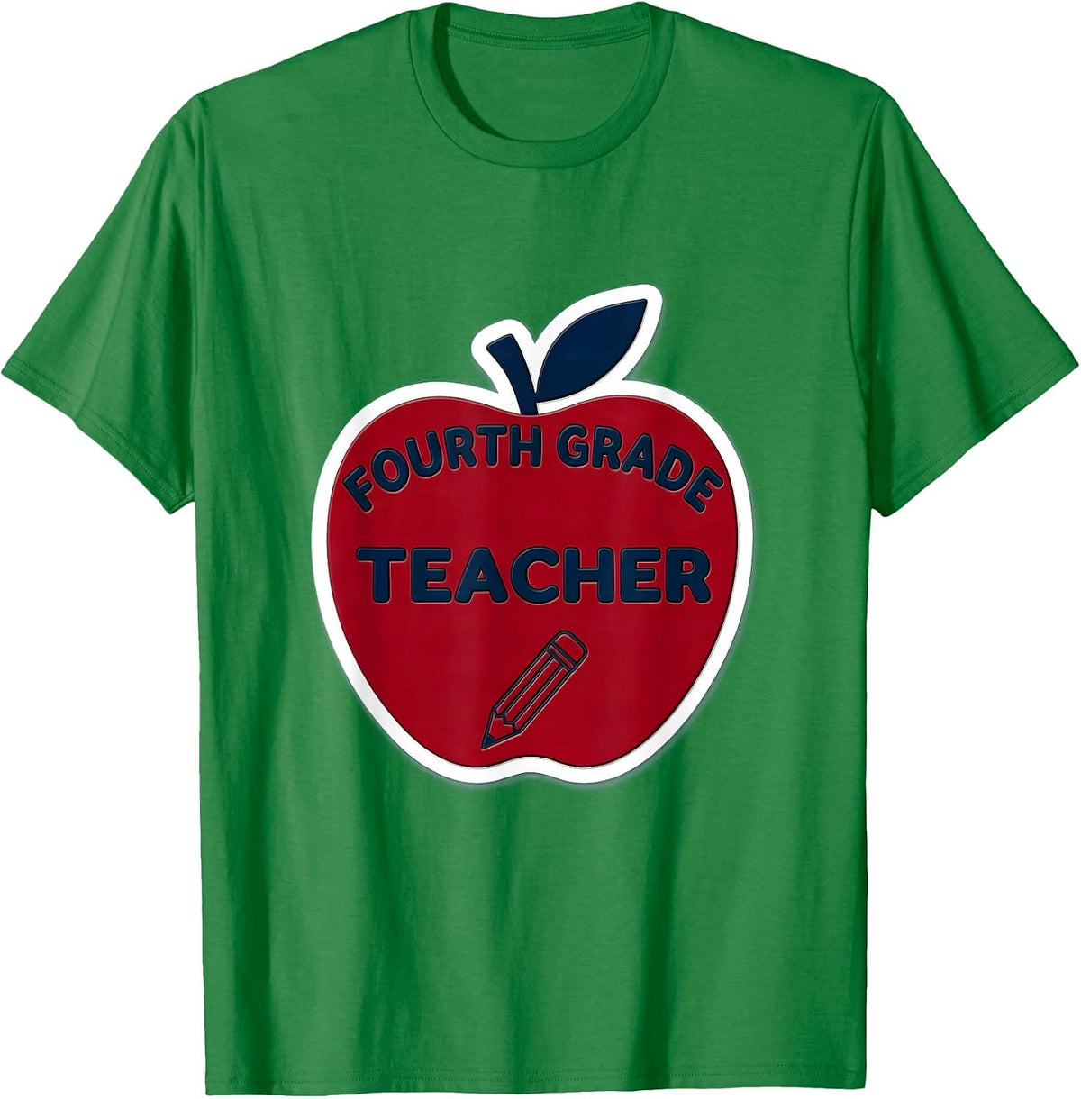 Men's Fourth Grade Teacher Cute Apple Pencil Back To School T-Shirt - Kelly Green