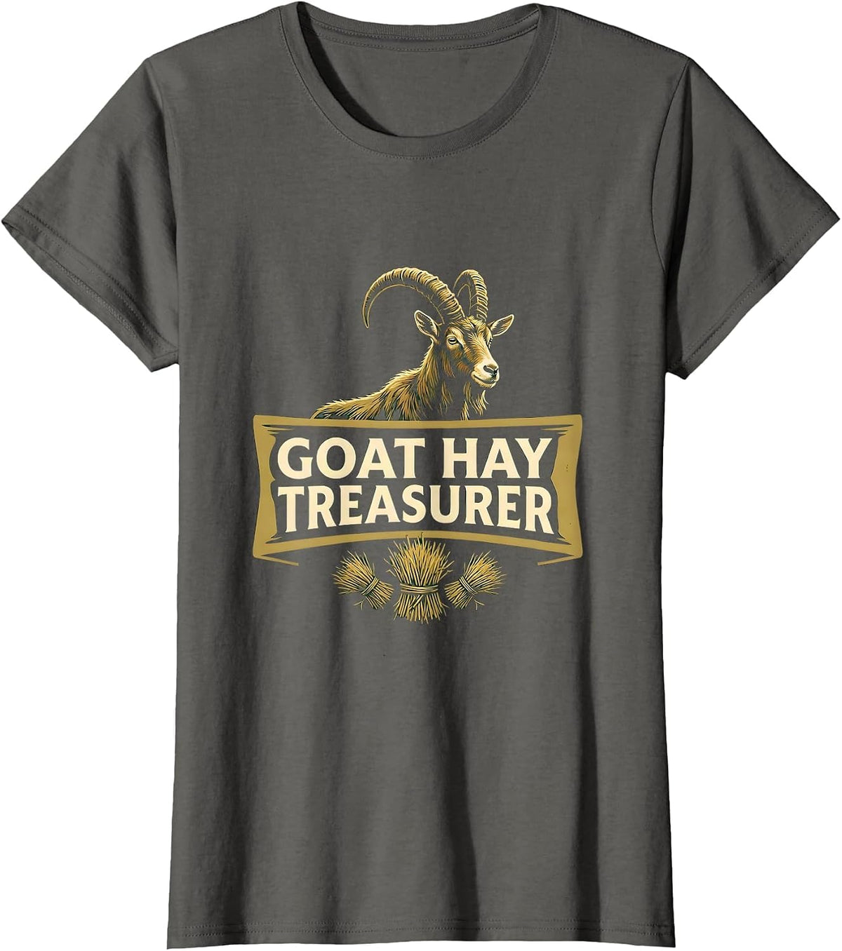 Women's Goat Hay Treasurer Funny Goat Owner Farmer Humor T-Shirt - Asphalt Grey