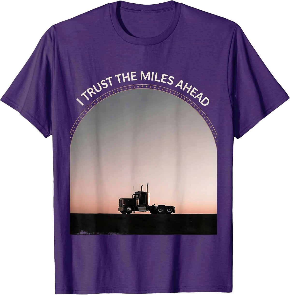 I Trust The Miles Ahead Patriotic Semi Truck Driver American T-Shirt - Purple