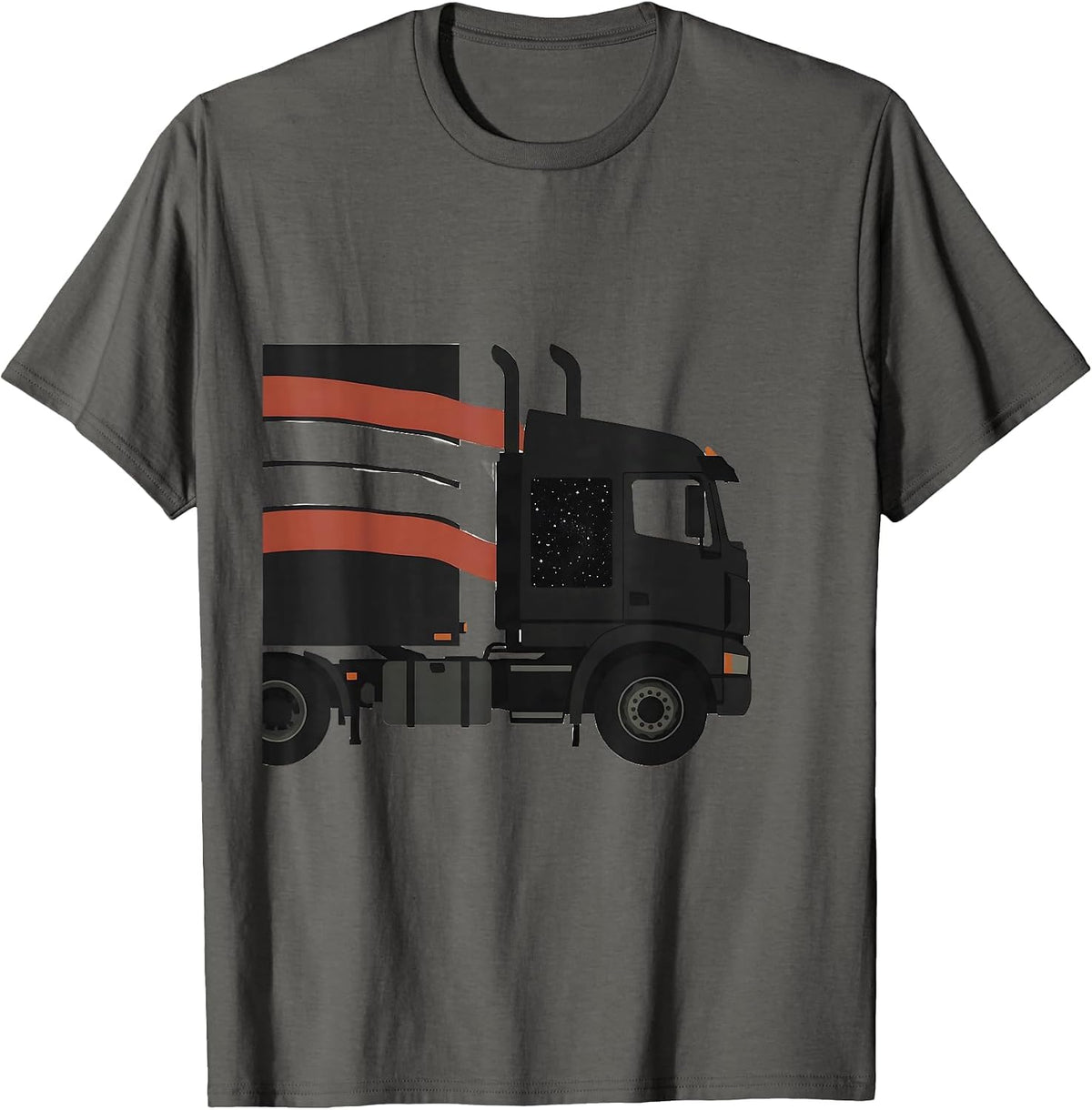 Semi Trailer American Flag Patriotic Trucker Driver T-Shirt - Asphalt Grey