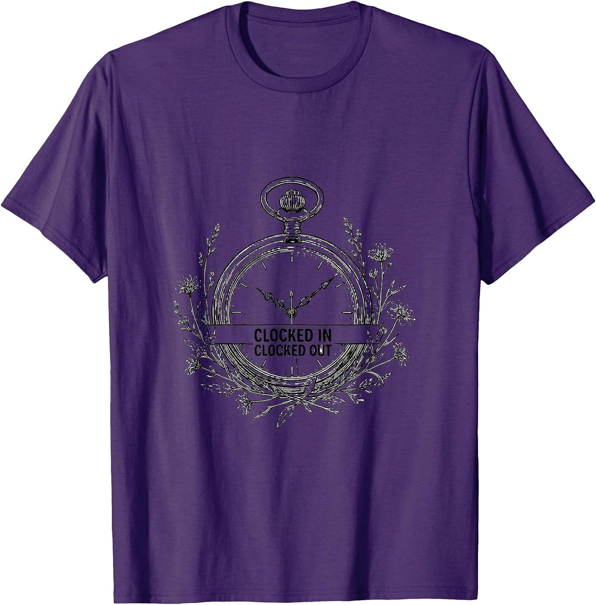 Clocked In Clocked Out Blue Collar Worker Design T-Shirt - Purple