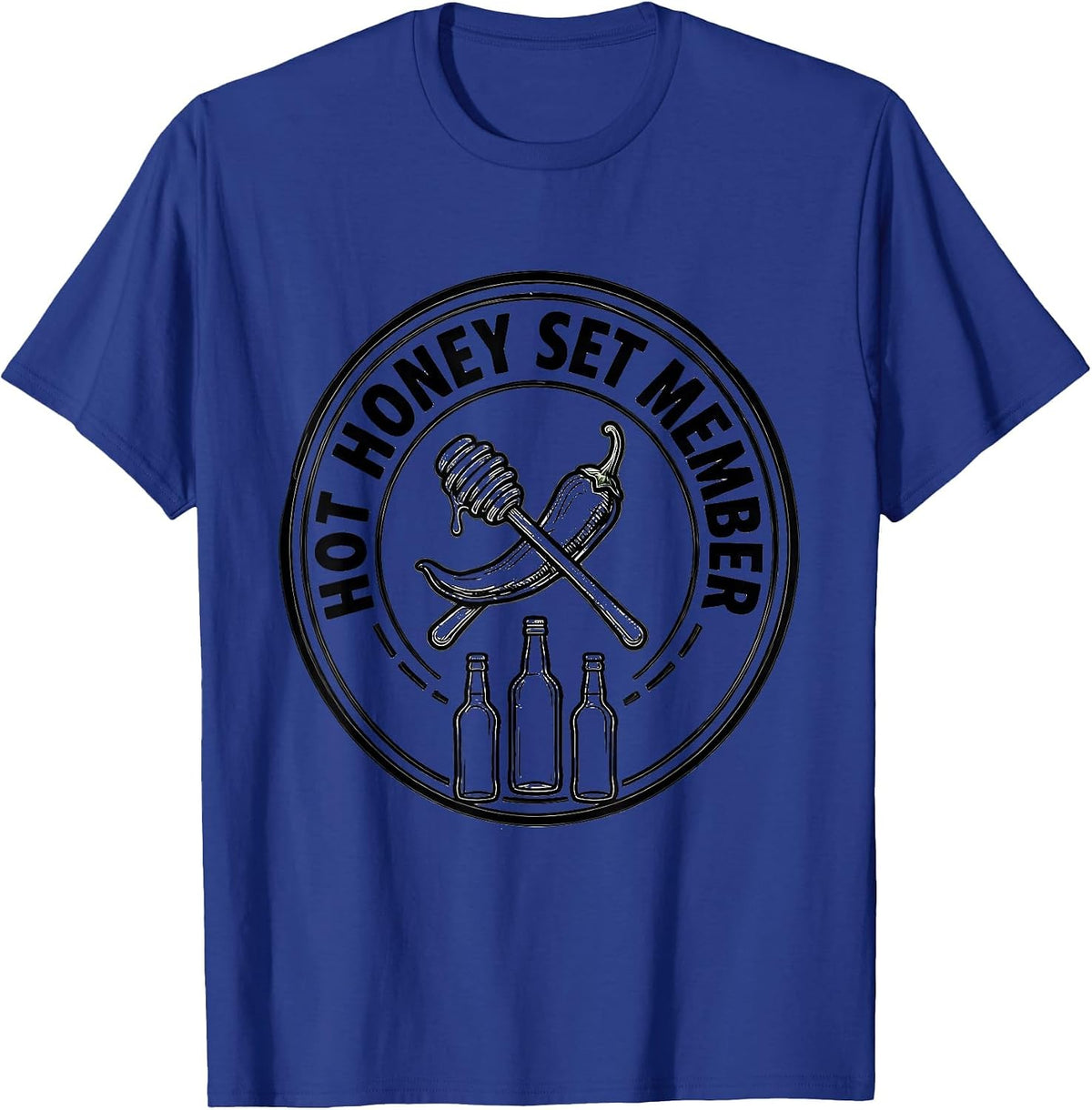 HOT HONEY SET MEMBER Line Art Halloween Condiment Group T-Shirt - Royal Blue