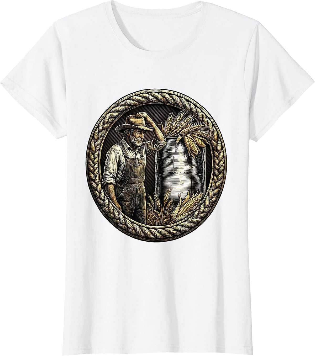 Thankful Farmer Grain Silo Thanksgiving Harvest T-Shirt - White