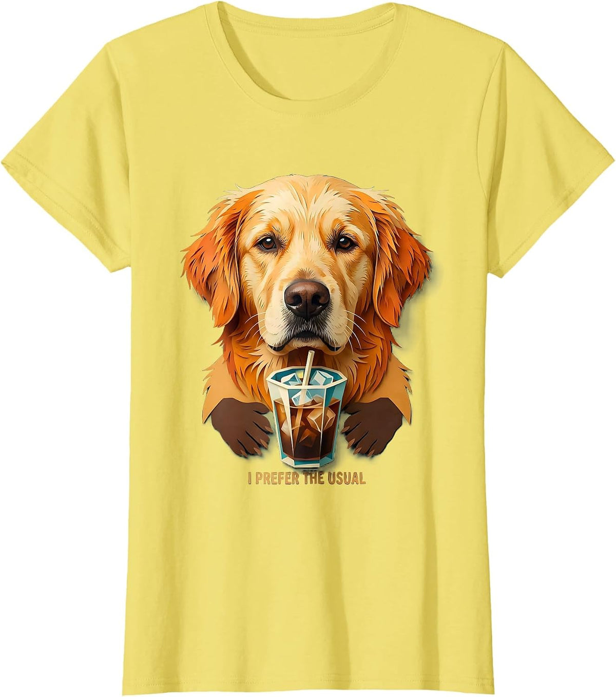 I Prefer The Usual Golden Retriever Funny Dog Lover Iced T-Shirt - Lemon Yellow
