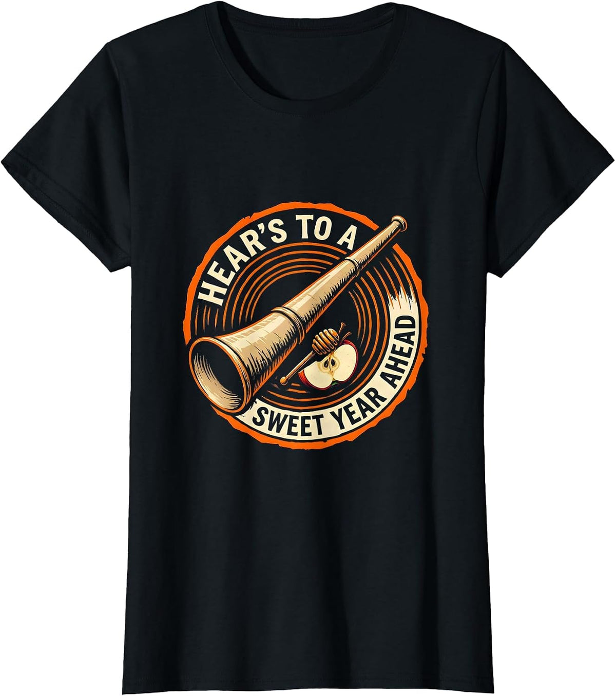 Women's Hear's To A Sweet Year Ahead Funny Rosh Hashanah Jewish New T-Shirt - Black
